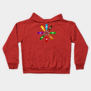 Zombie 8 Perk Pinwheel on Red Kids Hoodie